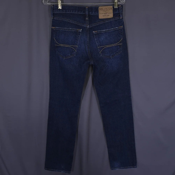 Hollister Slim Straight Denim Jeans Men's Size 28x30 Dark Wash Button Fly - Picture 4 of 8